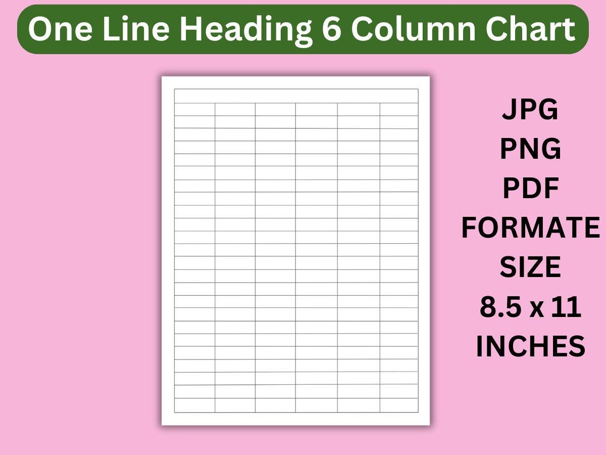 Printable 6 Column Chart Template Blank Table Grid PDF JPG PNG Etsy Printable 6 Column Chart Template Blank Table Grid PDF JPG PNG Etsy