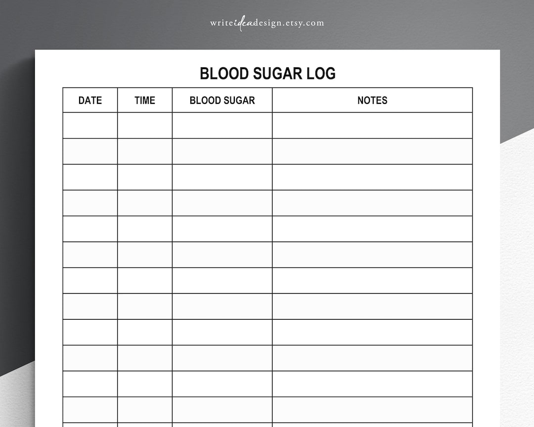 Printable Large Print Blood Sugar Log Blood Sugar Tracker Diabetes Tracker PDF Format US Letter Size Etsy Israel