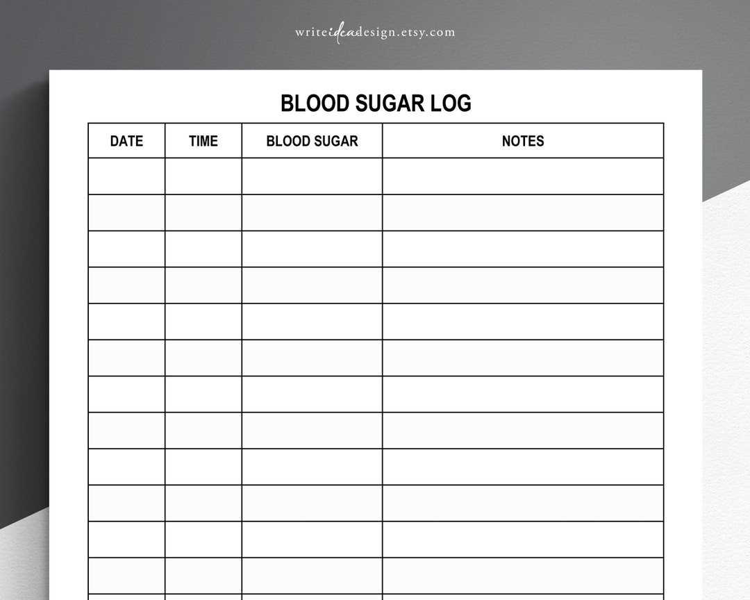 Printable Large Print Blood Sugar Log Blood Sugar Tracker Diabetes Tracker PDF Format US Letter Size Etsy Israel