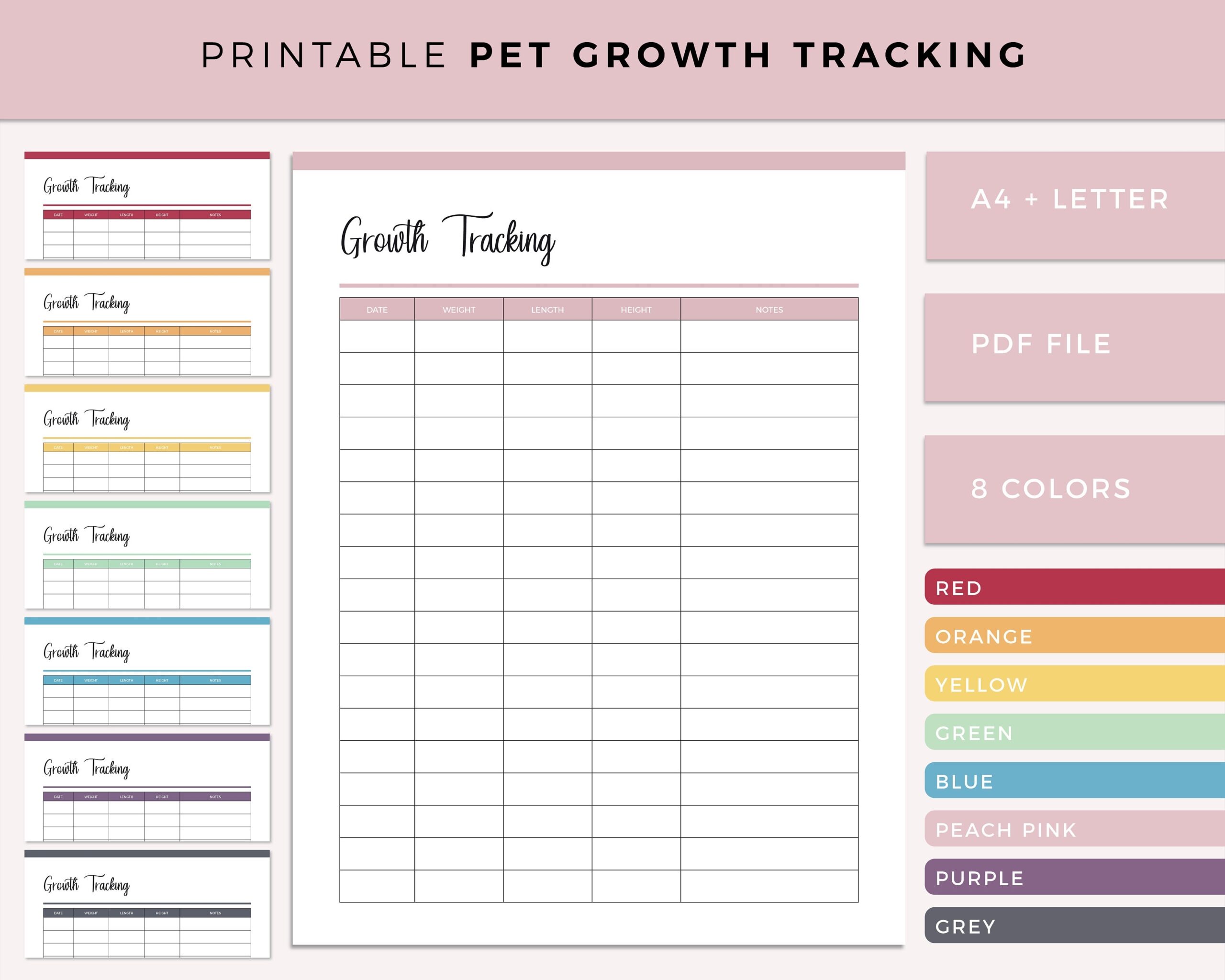 Printable Pet Growth Log Dog Growth Chart Cat Growth Chart Pet Weight Tracker Dog Weight Log US Letter And A4 Size Etsy New Zealand