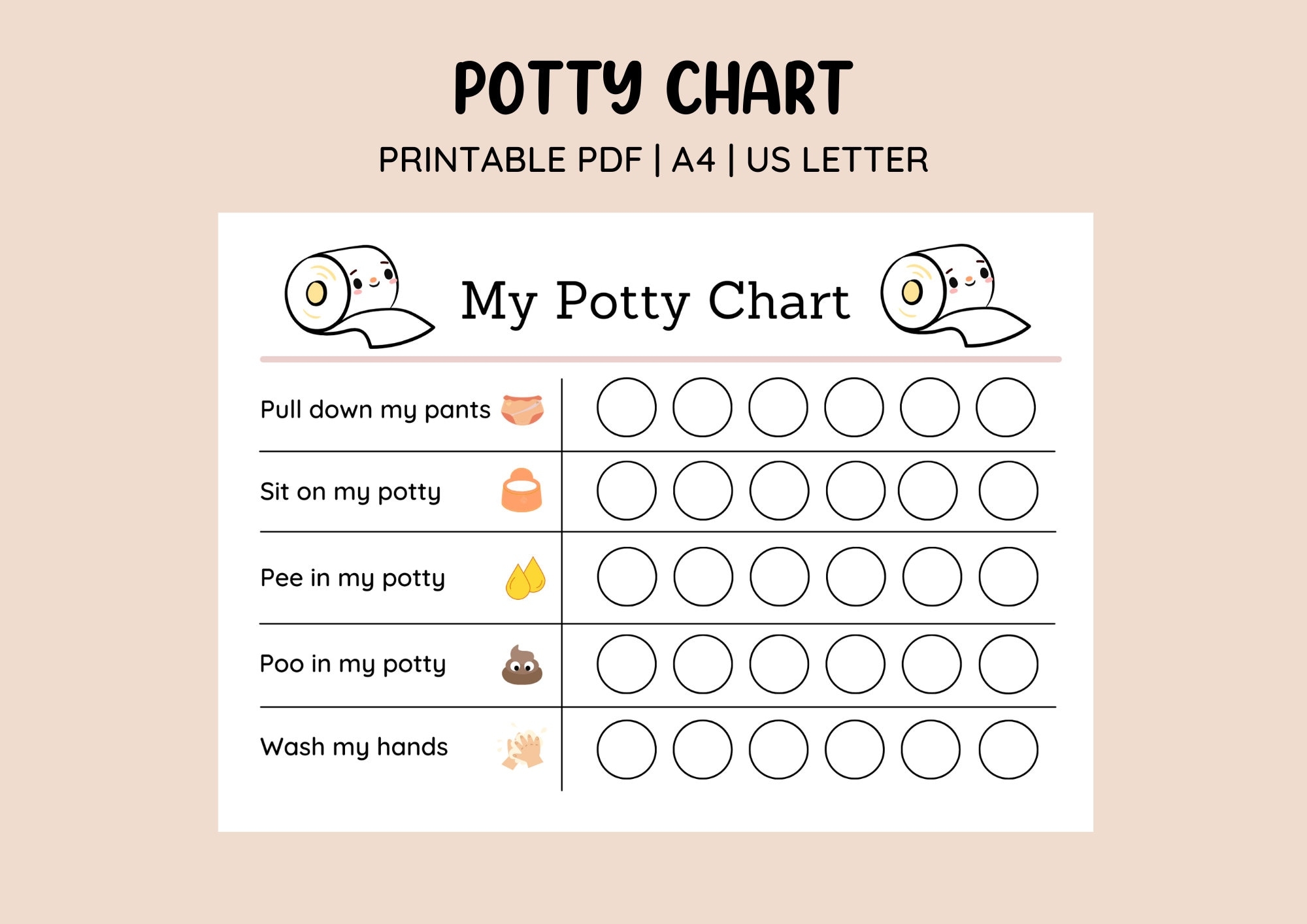 Printable Potty Training Chart Potty Sticker Chart Toddler Toilet Training Potty Chart Kids Reward Chart Printable Sticker Chart Etsy Super Simple Potty Training Chart Super Simple