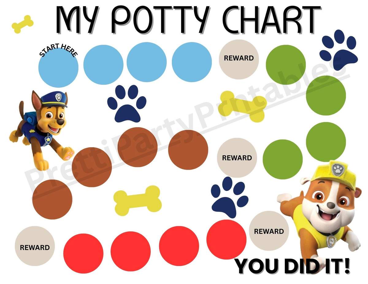 Puppy Rescue Team Potty Training Chart Printable Toddler Reward Chart Instant Download Etsy