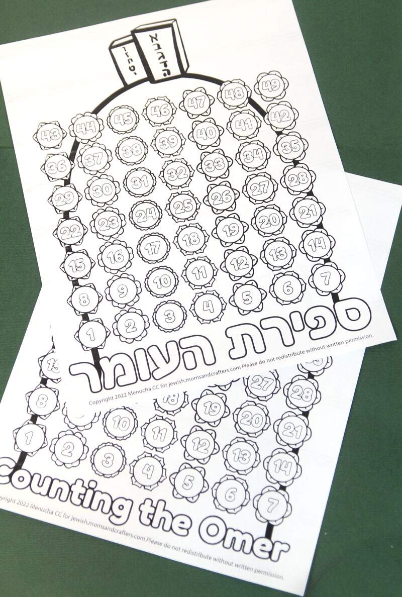 Sefirah Chart Free Printable Counting The Omer Sefirat Haomer Chart Colouring Page Hadassah Levene