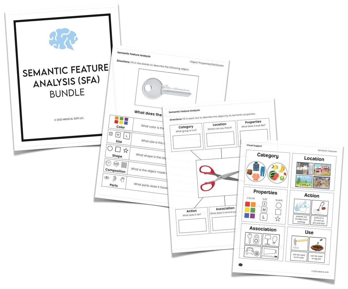 Semantic Feature Analysis SFA Bundle Medical SLPs