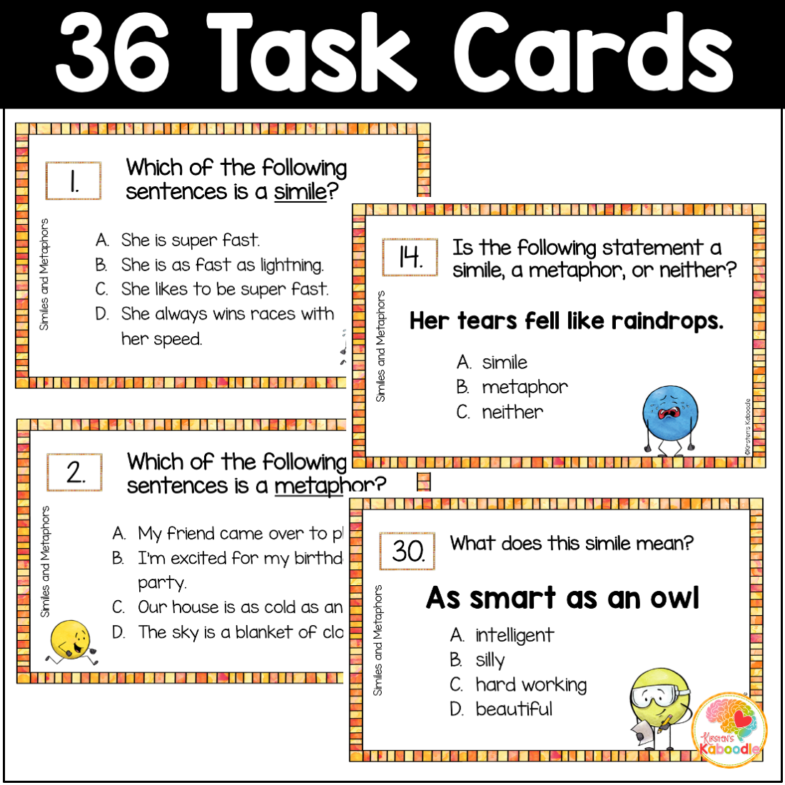 Similes And Metaphors Anchor Charts Task Cards And Worksheets Figurative Language Made By Teachers