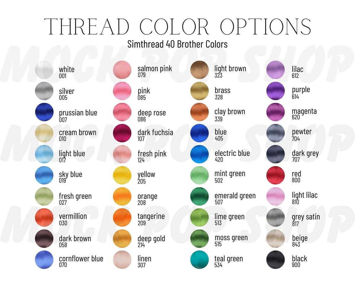 Smbalways Thread Chart CSV For Brother Pe Design 10 260 Colors Etsy UK