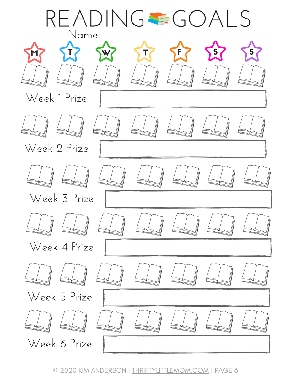 Reading Reward Chart For Kids Printable Reading Chart Template Sticker Chart For Reading Focus Chart Reading Challenge For Home School Etsy