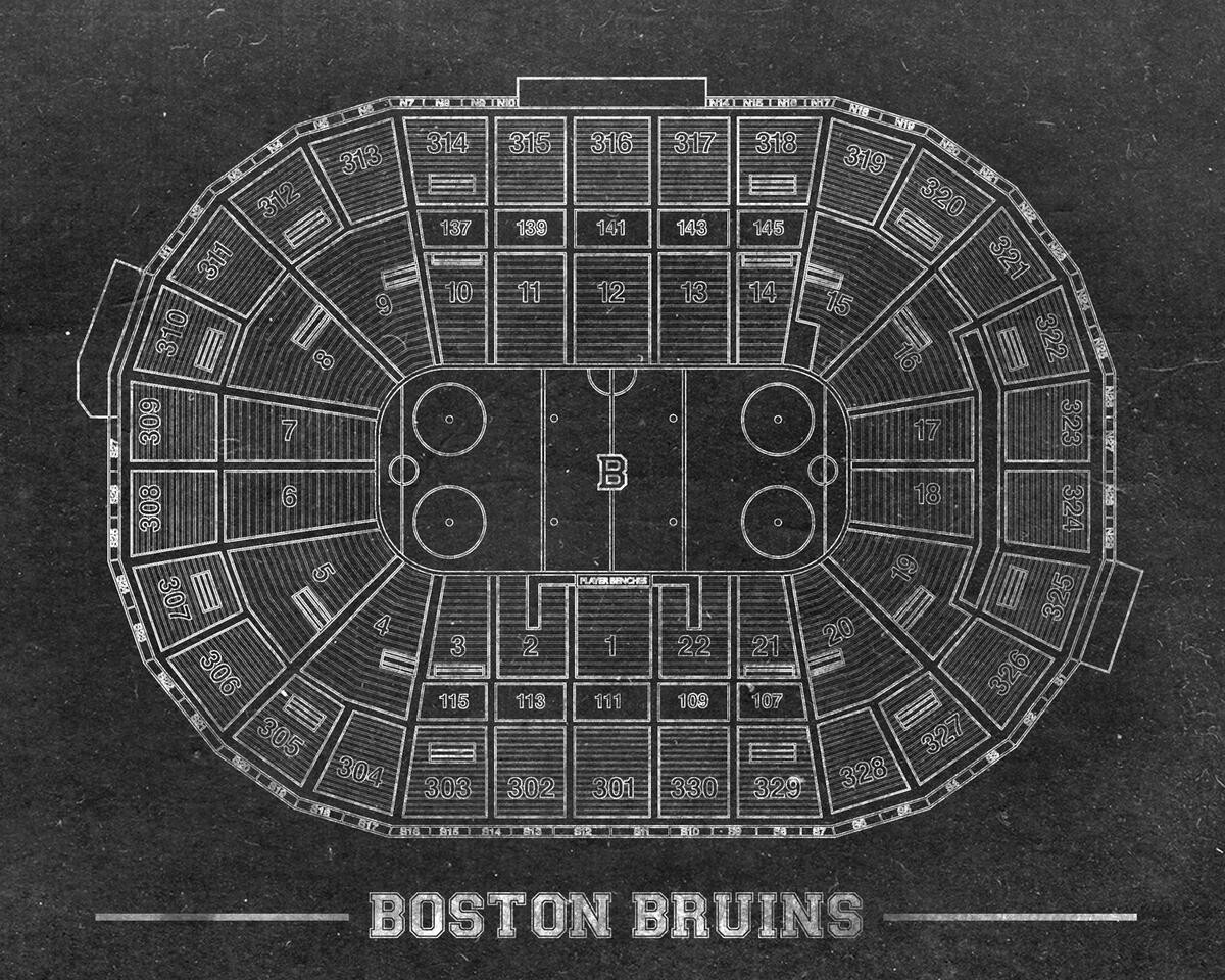 Vintage Boston Garden Hockey Seating Chart Print Bruins Blueprint Etsy