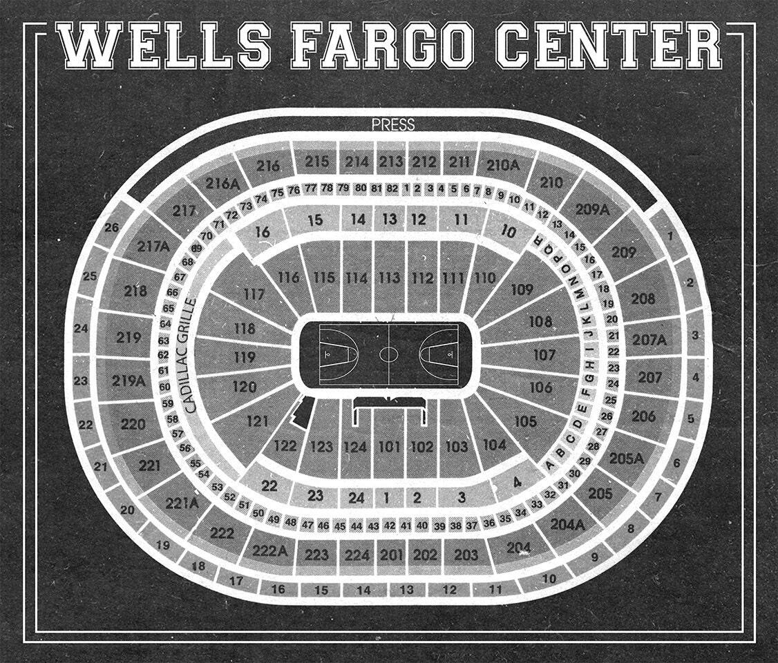 Vintage Wells Fargo Center Seating Chart Print Photo Matte Or Canvas Etsy