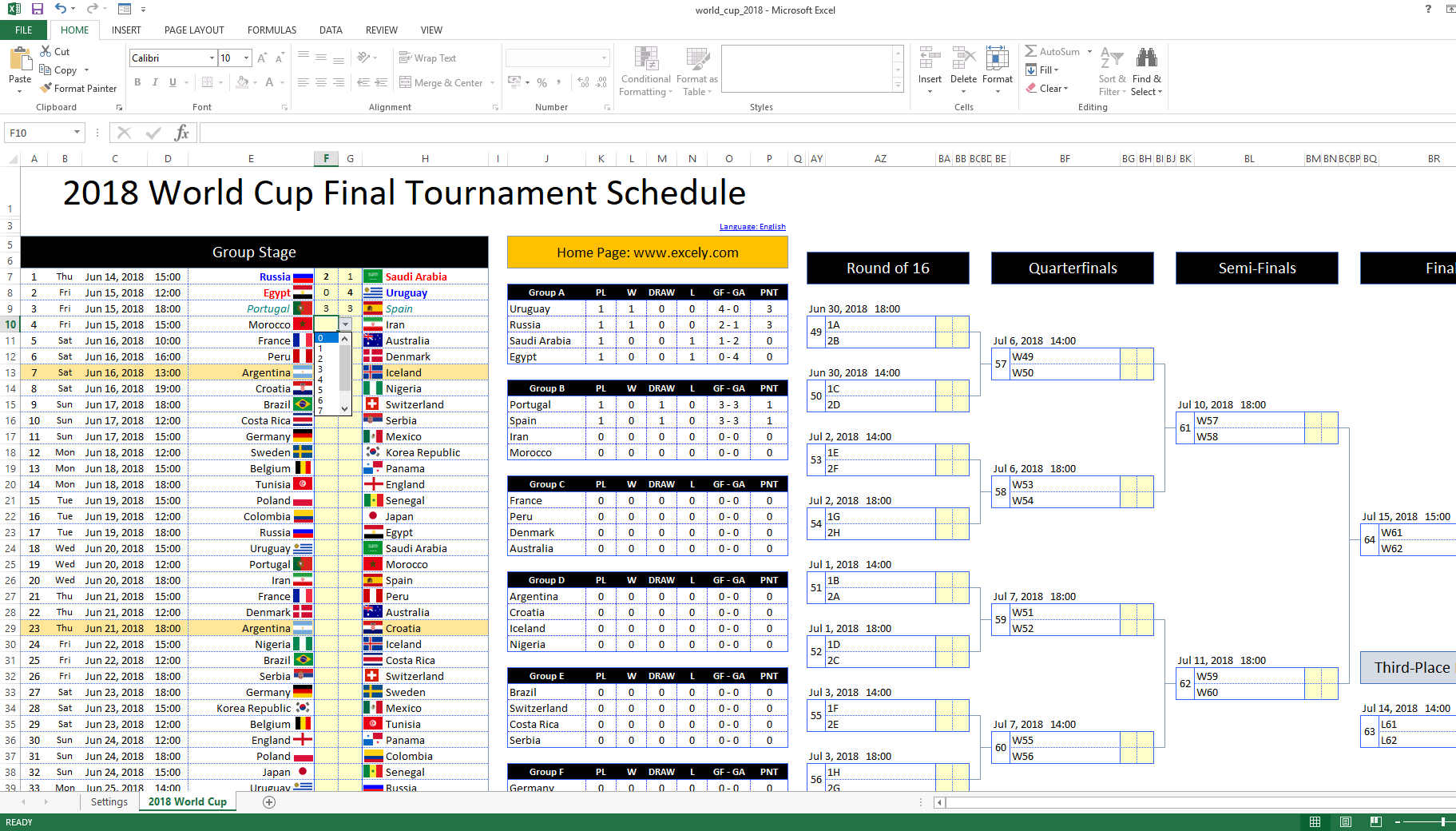 World Cup Schedule And Scoresheets The Spreadsheet Page Worksheets Library
