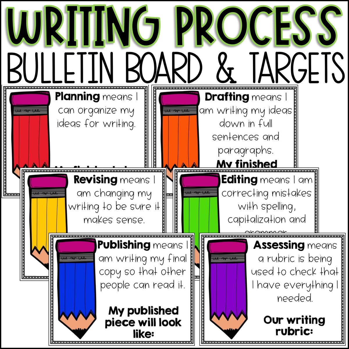 Writing Process Posters With Targets Anchor Charts For Bulletin Board Classful